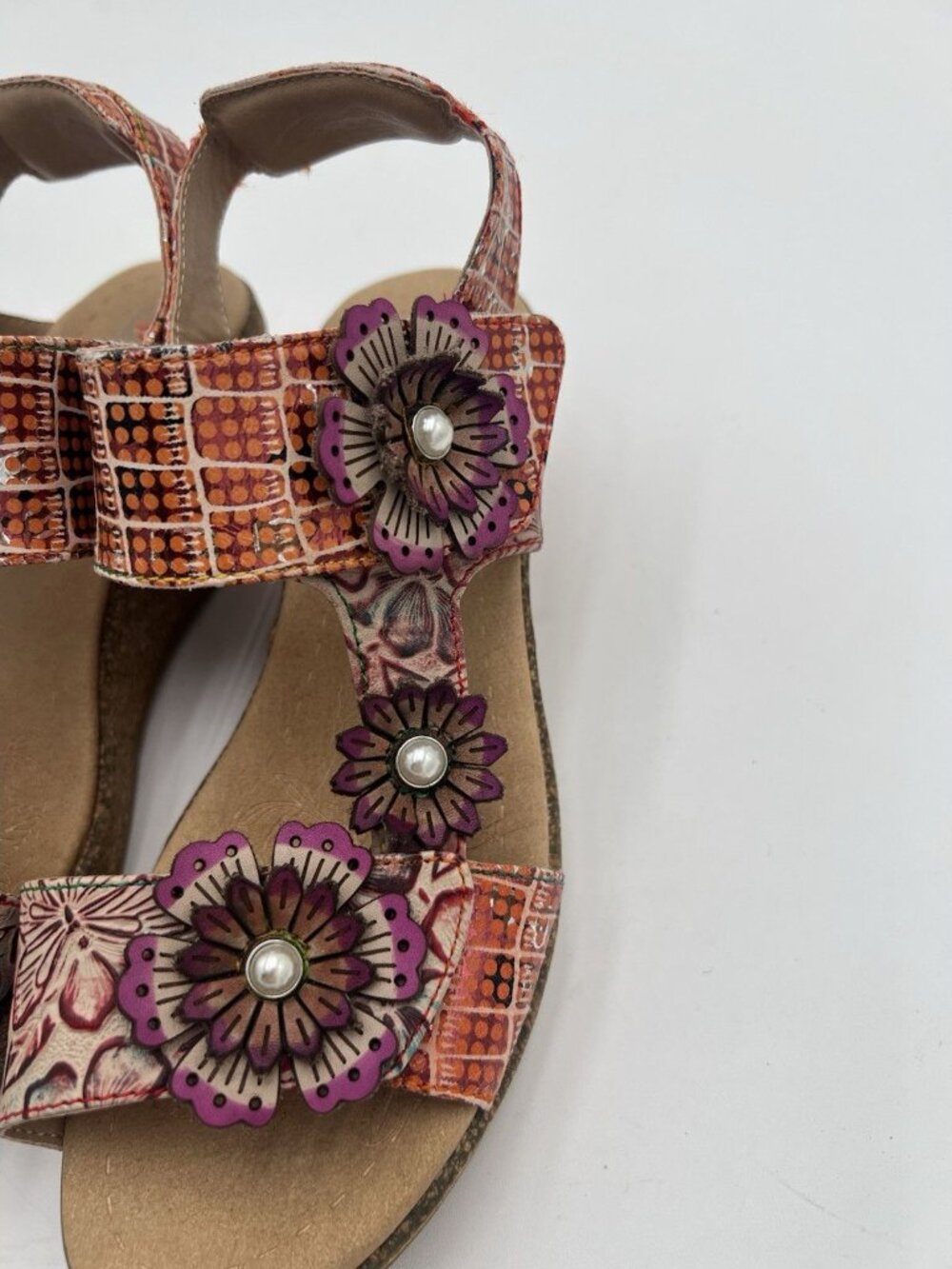 L’Artiste Spring Step Floral Platform Sandals Womens EU 38 Boho Leather Comfort - Picture 5 of 11